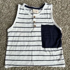 Zara Kids Navy and White Striped Tank Top